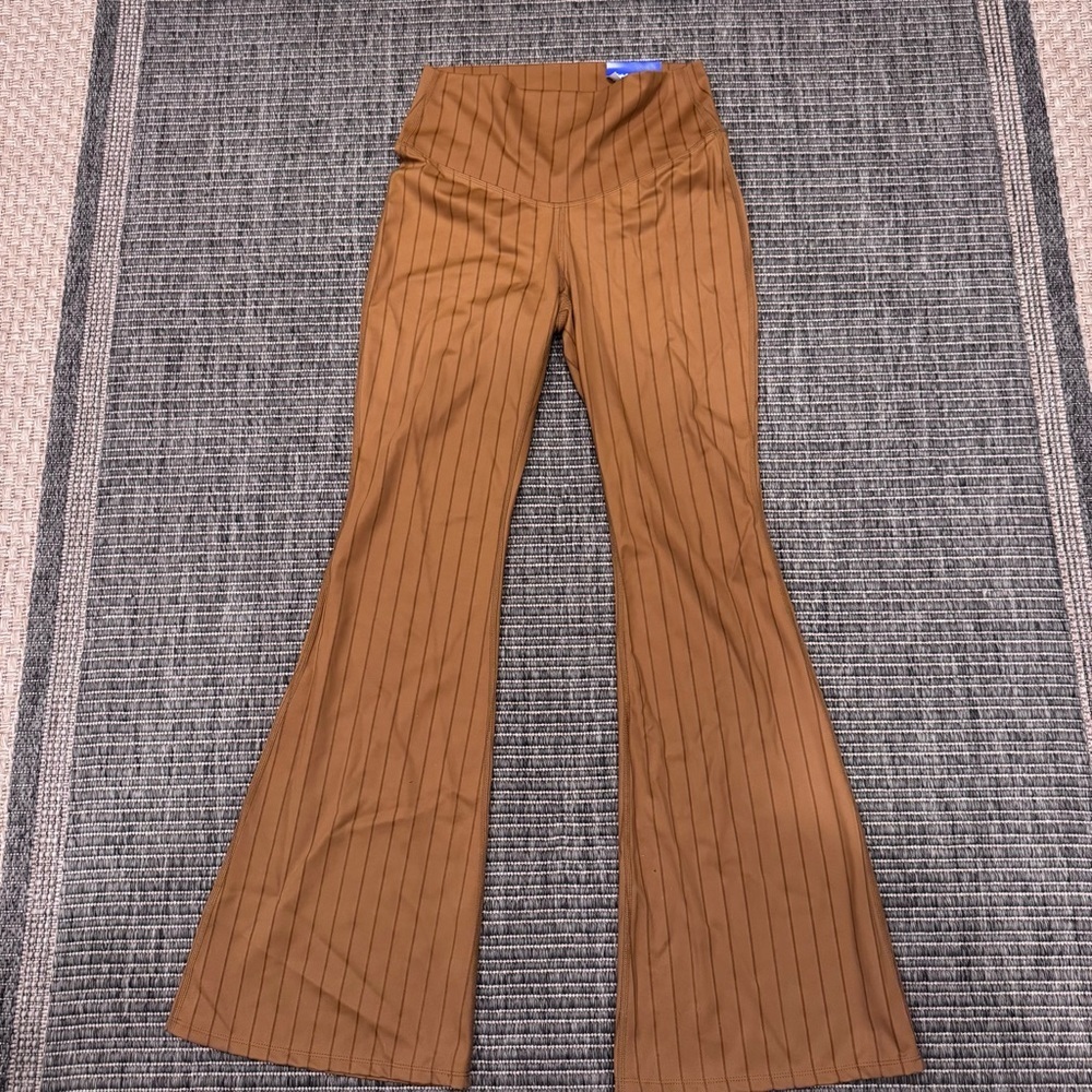 JoyLab Rust Brown Pinstripe Highrise Flare Leggings